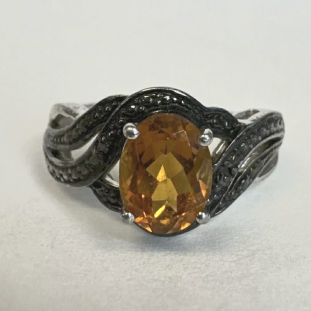 Designer Signed  Orange Citrine Ring